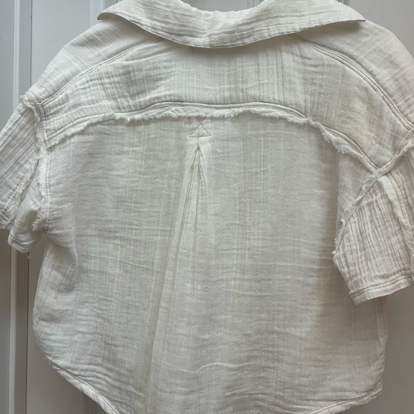 White free people line pull over short sleev top - Picture 3 of 3